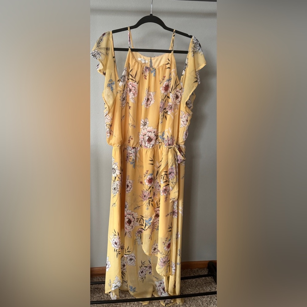 Yellow Floral High-Low Dress | Flowy | Spring Summer